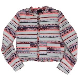 BELLE VERE Cream & Coral Stripe Tweed Jacket